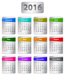 2016 英语日历