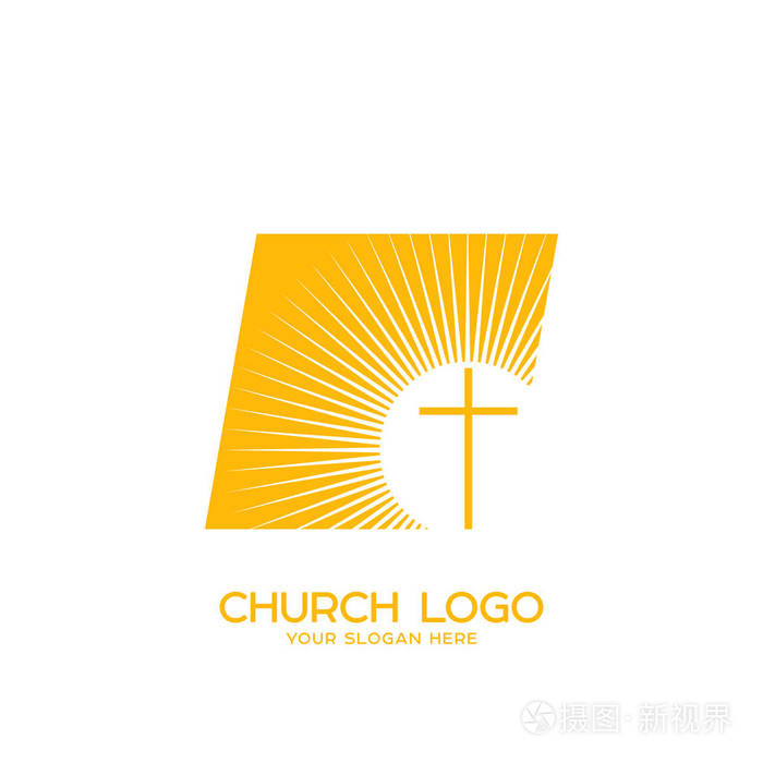 教会的标志.基督教的象征.十字架的耶稣和闪耀