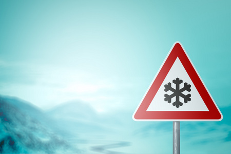 冬季驾驶警告雪和冰