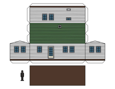 一种白木 mobilhome 的纸模型