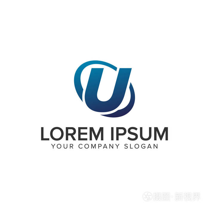 创意现代字母 u 标志设计概念模板
