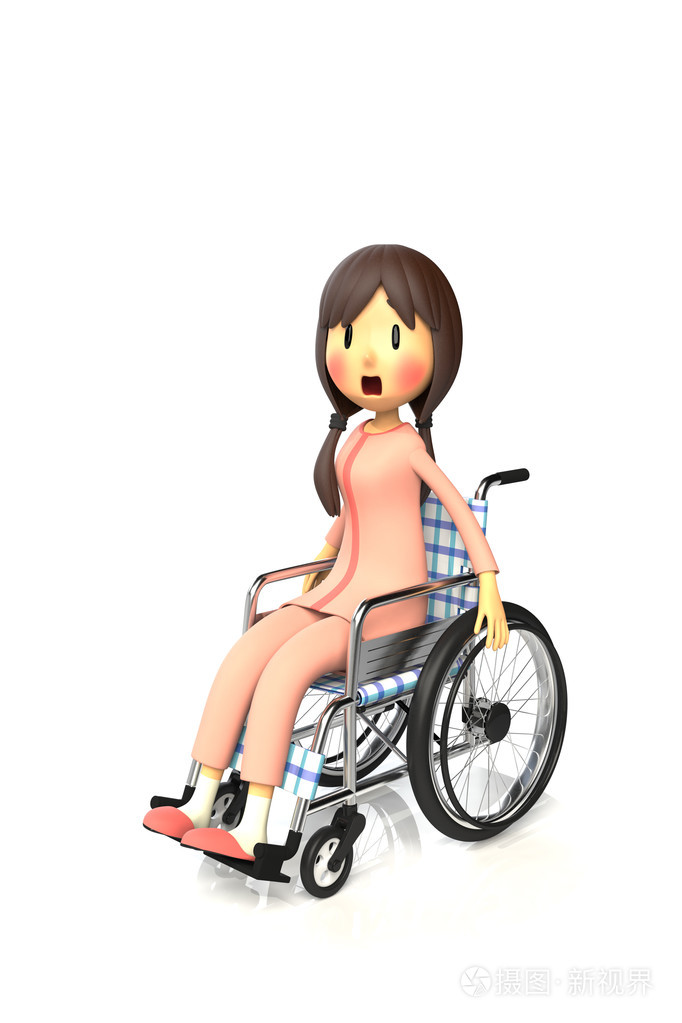 三维图使用的坐在轮椅上的女孩