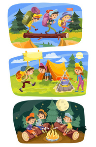 夏天旅行的休闲背景图集合活动景观孩子们野餐露营