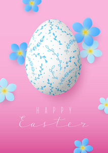 复活节卡片用颜色蛋和花