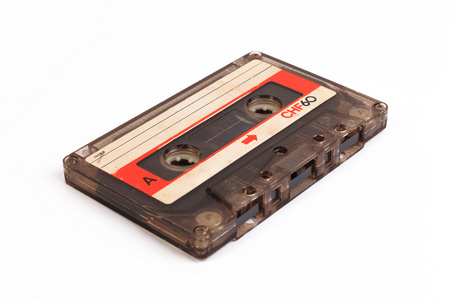 经典的盒式磁带。 旧盒式磁带。 白色磁带