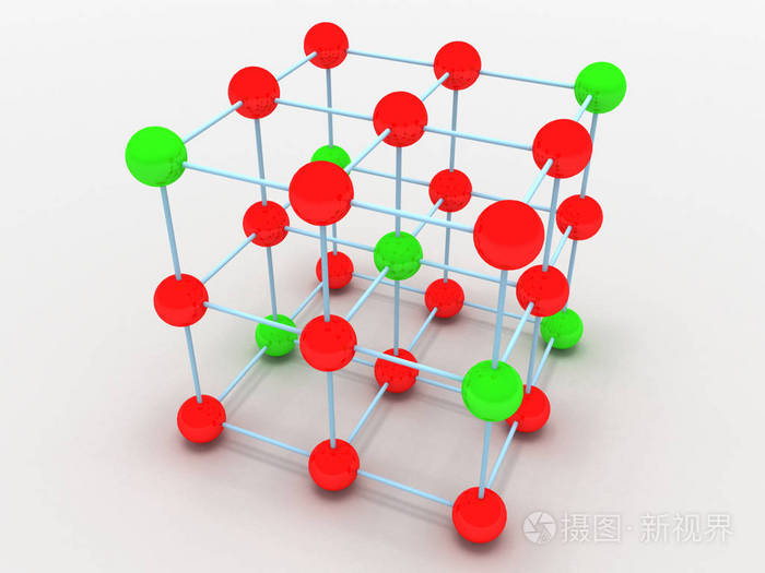 晶体分子结构的概念.3d 渲染插图