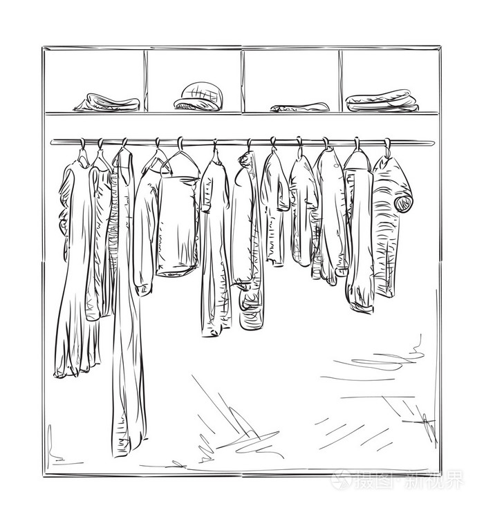 手工绘制的衣柜.衣服素描插画-正版商用图片0f2vvg-摄
