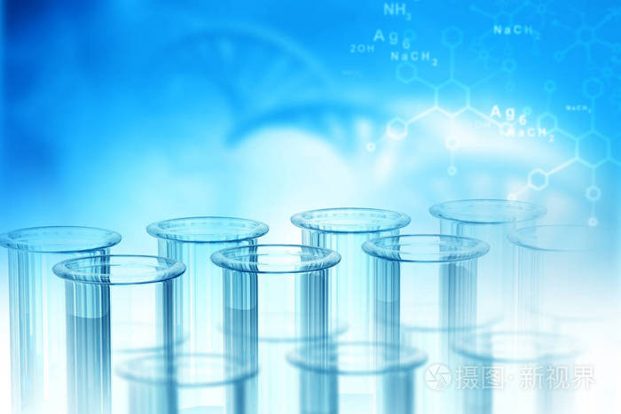 实验室 化学 dna 结构 蓝色背景.3d 插图生物化学概念