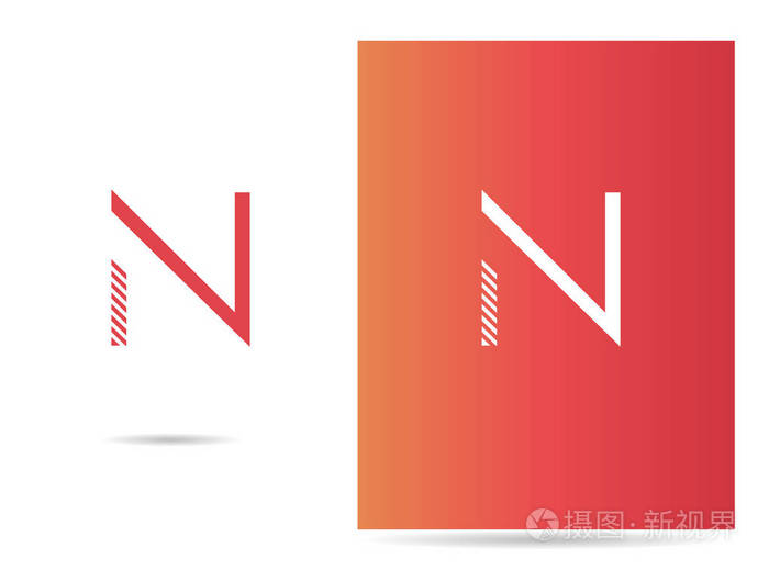 公司标识标志,笔触样式,矢量插图的 n 大写字母的徽标设计模板