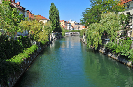 Ljubljanica 河和旧城中心，卢布尔雅那，斯洛文尼亚