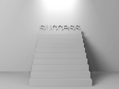 通往光明和成功的阶梯3d 渲染插图