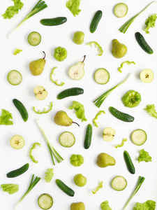 夏日清新：绿白背景的健康食材摘要有机素食主义者福音
