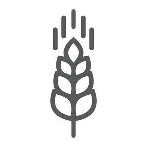 小麦穗线图标, 农业和农业, 谷物符号矢量图形, 在白色背景上的线性模式, eps 10