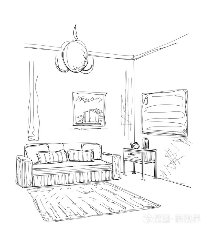 现代室内空间素描.手绘家具
