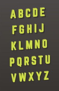 矢量字母表。3d 样式字体