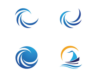 水波浪 Logo 模板矢量