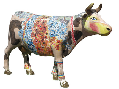 Brighn 彩色木牛模拟隔离在白色的背景