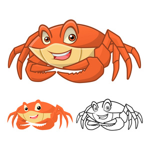优质蟹类卡通形象包括平面设计和线条设计