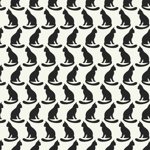 动物无缝矢量花纹的猫剪影图片