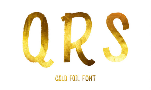 金色矢量字母 Q，R，S 在白色的背景下，闪闪发亮的信件
