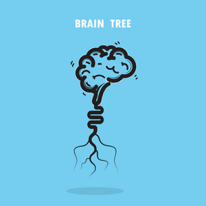 创造性的大脑树抽象矢量标志设计。公司业务
