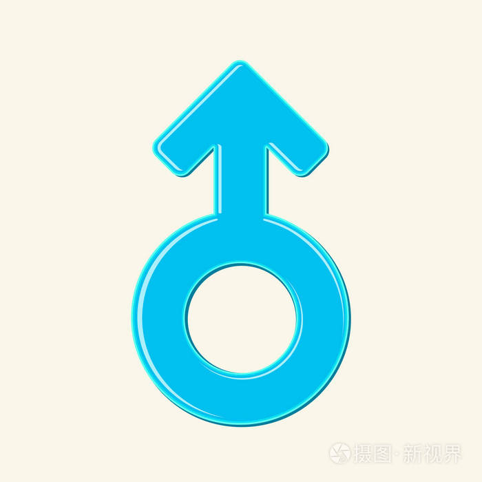 男性标志.孤立的蓝色性别图标的卡通风格.