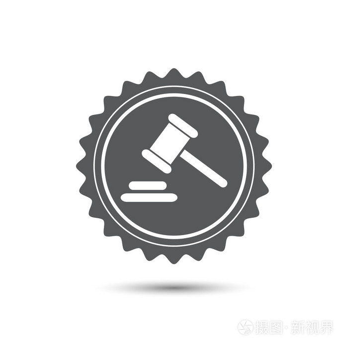 锤法官图标.木槌法法律锤.经典的平面图标.矢量