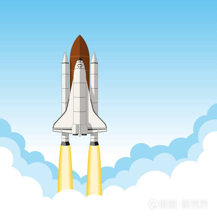 航天飞机发射.带有文本空间的背景