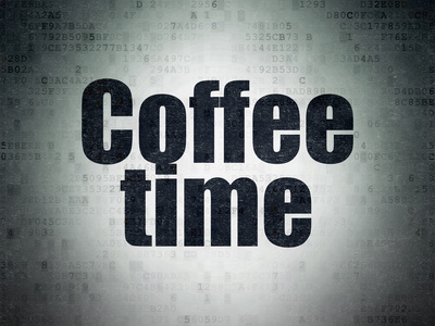 时间线概念数字纸背景上的咖啡时间