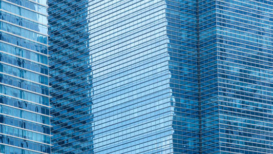 外型蓝色玻璃幕墙现代建筑