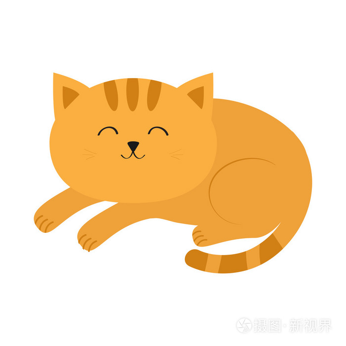 可爱的睡着的橙色猫插画-正版商用图片0fars3-摄图新