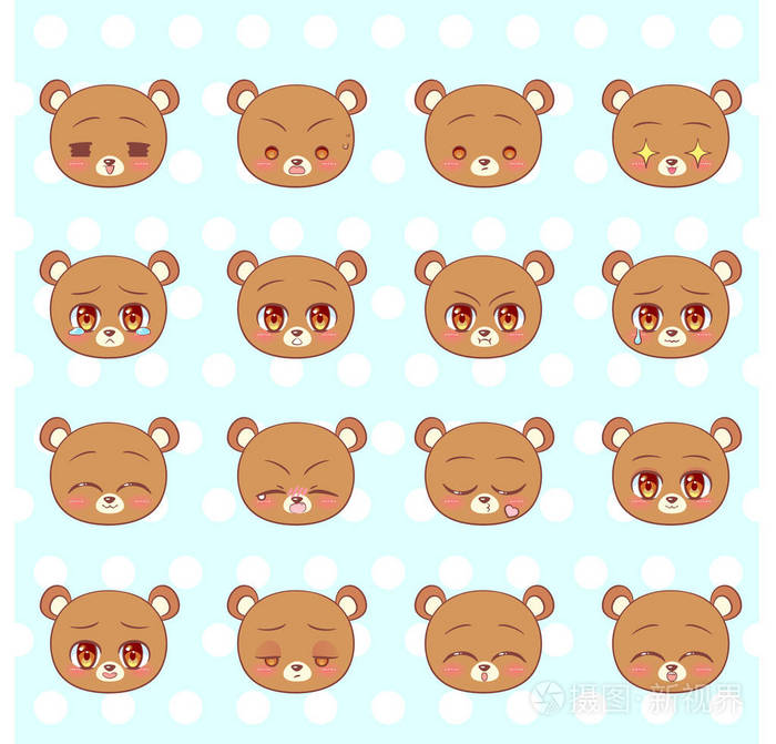 符号, emoji 表情, 笑脸集, 五颜六色的甜小猫咪小可爱可爱动漫卡通熊