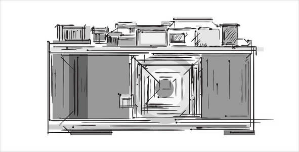 矢量素描风格的复古相机