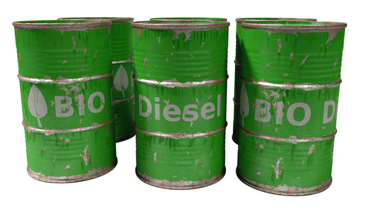 绿色生物柴油桶上白色孤立图片