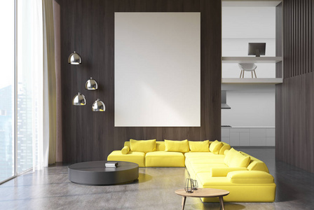 木制客厅黄色沙发
