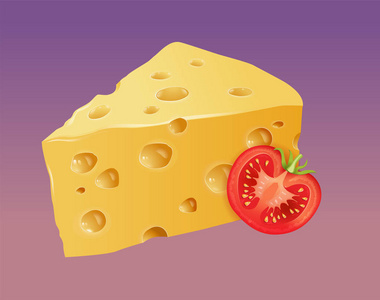 带西红柿的黄色多孔干酪