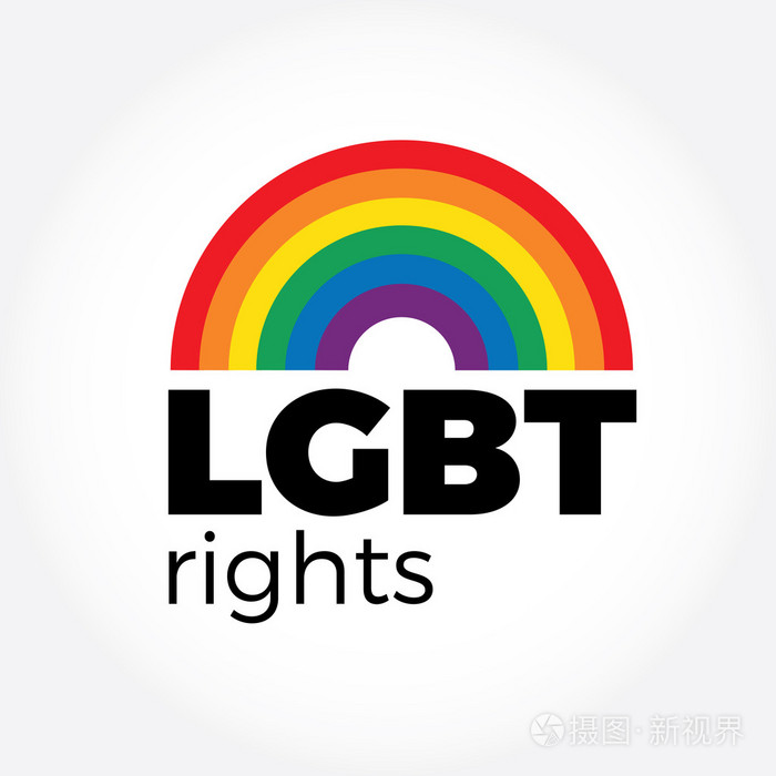 在彩虹的颜色与刻字 lgbt 支持符号.图标,logo 模板