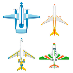 矢量飞机插图平面顶视图和飞机运输旅行方式设计旅程飞机速度飞机航空