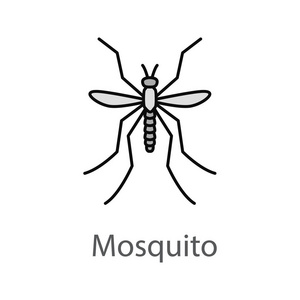 蚊子的颜色图标。昆虫.蚊蚋孤立向量图