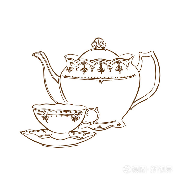手工茶具的剪影.矢量图插画-正版商用图片0fdcgz-摄图新视界