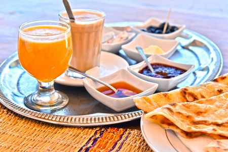 摩洛哥早餐上酒店干净在阿特拉斯山脉