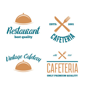 标识标签徽章和其他设计用老式风格的餐厅设计元素集