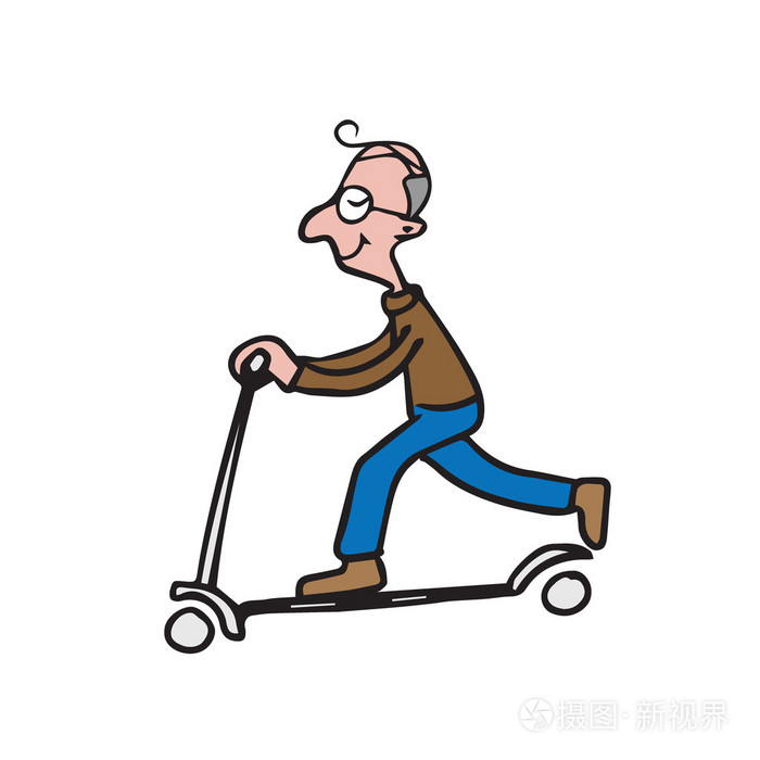 玩滑板车卡通绘图 2 人插画-正版商用图片0fdy0u-摄图新视界