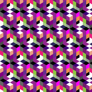 抽象多维数据集模式。彩色设计, 几何3d 矢量壁纸, 立方体彩色图案背景