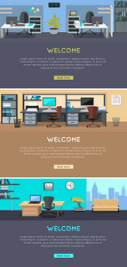 办公室内部 Web 横幅在平面设计中设置