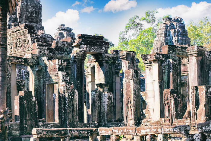 古代巴戎寺,吴哥,暹粒最受欢迎的旅游胜地收获柬埔寨