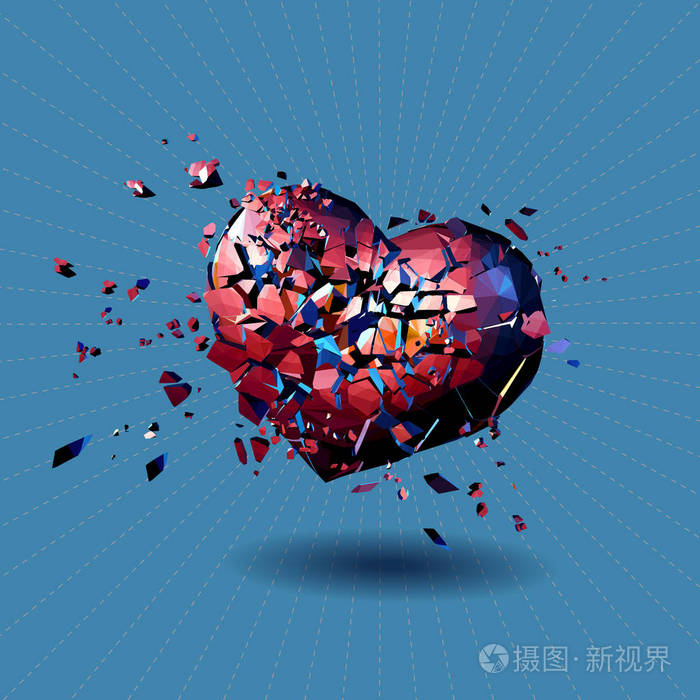 红多边形上蓝色 bg 破碎的心