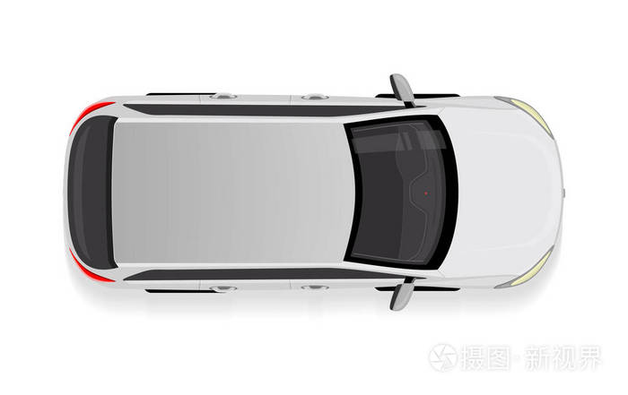 从顶视图矢量图的白色车