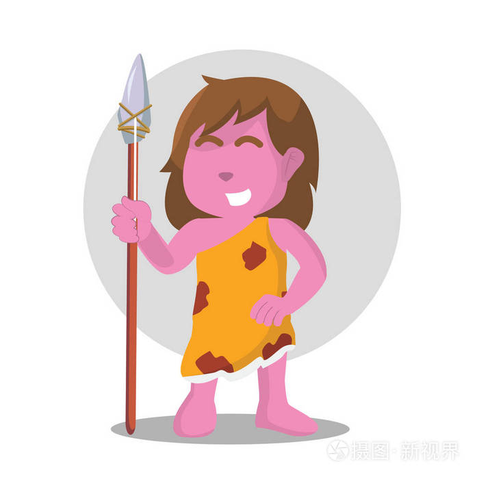 粉红洞穴女子手持矛石