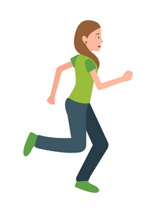运动服装中的女性慢跑矢量青少年